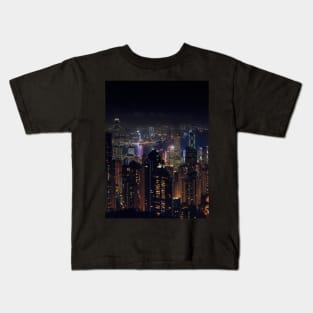 Hongkong skyline at night Kids T-Shirt